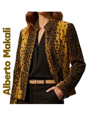 Alberto Makali Sport Vintage Cache Jacket Animal Print Leopard Cheetah Zip